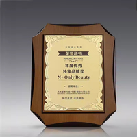 Logo personnalisé Plaque en bois personnalisée Certificat Awards Premium Trophées Médailles et Plaques avec plaque d'or 270*220mm