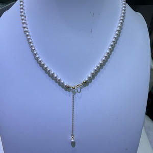 สร้อยคอมุกน้ำจืดธรรมชาติ 4.5-5 มม. ทรงกลม แทบไร้ตำหนิ ออโรร่า ดีไซน์สองแบบ ทำจากเงินแท้ - Product Image 1