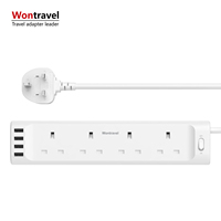 Multiprise portable Wontravel Fashion avec protection contre les surtensions, chargeur USB rapide, rallonge et prises AC (norme britannique)