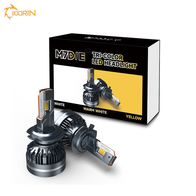 APP Control Tri 3-in-1 LED Headlight H4 H7 H8 H9 H11 9012 80W 8000LM/Bulb 3-Color Car LED Headlight Bulbs