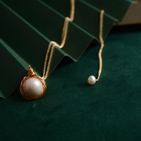 Collier vintage baroque en perles d'eau douce naturelles pour femmes, fil en or 14 carats, bijoux créatifs tendance