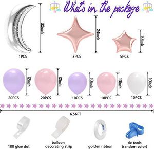 Moon Star Balloon Pink Balloon Birthday Party Decoration Arch <span class=keywords><strong>Set</strong></span> Purple girl's Birthday Wedding Baby Shower Party Decoration - Product Image 2