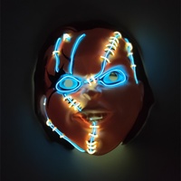 Masque lumineux LED à lumière froide en PVC Fuwa pour maquillage de scène, festivals, fêtes, carnaval, spectacles de danse de rue et création d'ambiance