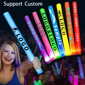 Nicro Colorful Luminous Flashing Sponge Candy Cheering Sponge Colorful Led Light Glow In Dark Foam Stick Concerts Night Supplies