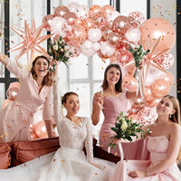 Kit de guirlande de ballons romantiques en or rose, ballons en mylar à confettis éclatants pour la décoration d'anniversaire de fille, de mariage ou de baby shower
