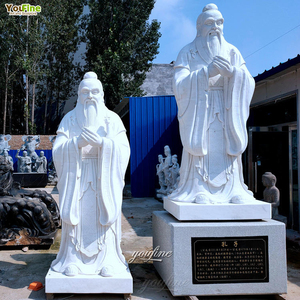 Estatua de Confucio Tallada a Mano en Mármol Blanco, Figura de Sabio Chino Antiguo de Tamaño Real para Decoración de Jardín o Templo al Aire Libre - Product Image 3