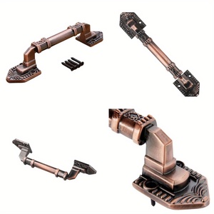 มือจับประตูโลหะผสมสังกะสีสีแดงสไตล์โบราณแบบย้อนยุค <span class=keywords><strong>2</strong></span> ชิ้น สำหรับติดตั้งบนพื้นผิว ใช้สำหรับตู้ครัว ประตูบานเลื่อน และประตูไม้ทั่วไป - Product Image 4