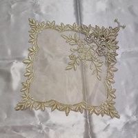 En gros, Applique florale en dentelle carrée ornée de strass et de broderie dorée sur tissu maillé, pour robe de mariée, robe de soirée et accessoire de chapeau