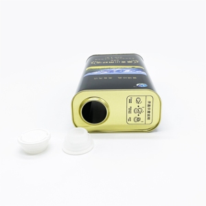 Boîte en fer blanc de 1,2 litre de qualité alimentaire pour huile comestible, rectangulaire, pour huile d'olive, avec couvercles en plastique et impression offset - Product Image 4