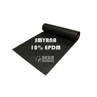 Rollo de Suelo de Goma Comercial de 4mm-10mm Negro con 10% de Partículas de EPDM de Alta Densidad, Antideslizante, Resistente al Fuego Clase E, Absorción de Impactos