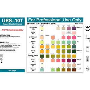 Bandelettes de test urinaire URS-10T, kit de diagnostic 10 paramètres pour professionnels avec nuancier et certification CE - Product Image 4