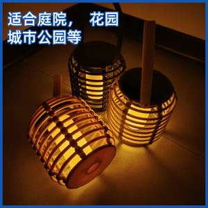 Lámpara Solar de Jardín Hejia de 40W con Interruptor Inductivo, Redonda, de Mimbre, LED, Exterior, Impermeable, Portátil, para Césped - Product Image 5