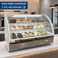 Vitrine Réfrigérée Compacte à Angle Droit pour Pâtisseries, Présentoir Commercial de Gâteaux pour Comptoir de Bar à Café avec 4 Roues Universelles
