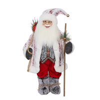 Ornements de Noël SOTE 45CM Père Noël en peluche blanche debout Décoration certifiée BSCI Logo personnalisé Décoration de la maison