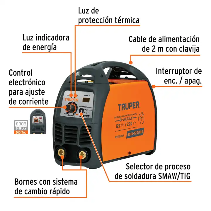 Truper 160A Inverter TIG Welder Dual-Voltage 127/220V Machine