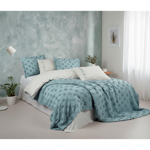 Ensemble de couvre-lit et de housse de couette en coton Limi, motif floral menthe Aldo, décoration d'intérieur - Product Image 3