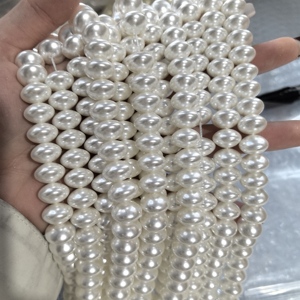 1 Tira a la Venta de Cuentas de Cristal de 12x8 mm Forma Ábaco Color Perla Barroca para Fabricación de Joyería Cuentas de Perlas Sueltas Redondas Blancas - Product Image 1