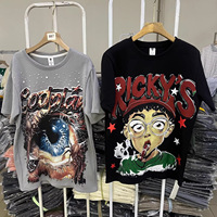 Kaos Pria Lengan Pendek 350g Katun Murni Tebal Bermotif Kartun Cetak Digital Model Longgar Gaya Amerika