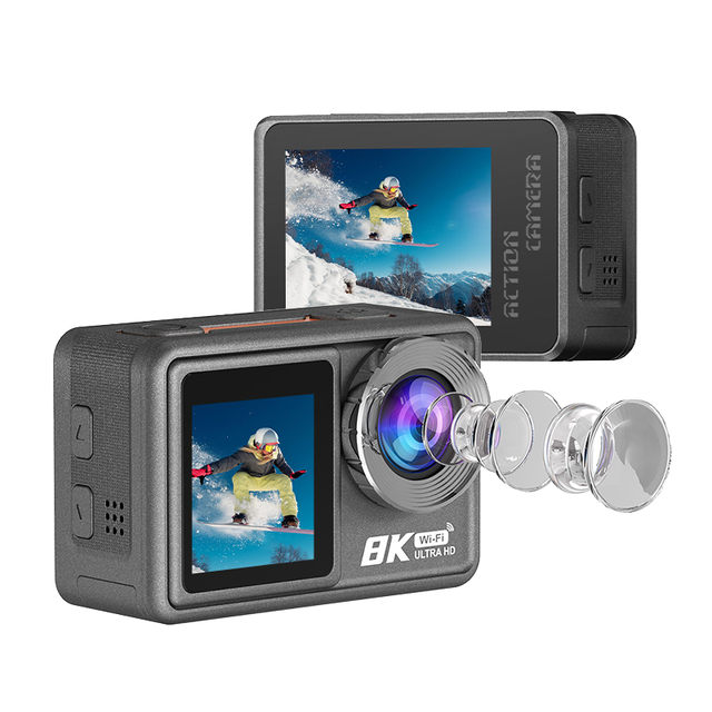 Ourlife Professional Sports Action Camera 8K 30fps 25M Body Waterproof Cam Sports Camera With Wifi EIS Dual Screen Action Camera