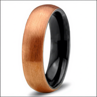 Klassischer 8mm 6mm Polierter Gebürsteter Roségold-Plattierter Maßgefertigter Gewölbter Gravierter Wolframcarbid Schwarzer Ehering