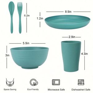 High Quality <b>Bowls</b>, Cups, <b>Plates</b>, 20Piece Wheat Straw Dinnerware Set - Product Image 2