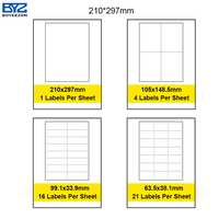 Étiquettes adhésives A4 pour imprimantes laser et jet d'encre, papier thermique imperméable, modèle A4-105x148.5x4pcs-100 feuilles