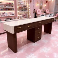 Fauteuil de pédicure de luxe, table de manucure en bois, poste de soin des ongles, ensemble table et chaise pour salon de spa, table de bar à ongles pour manucure