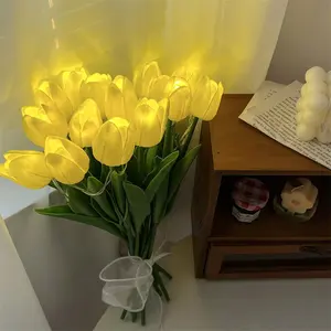 Tulipanes flores artificiales LED luz de noche decoración Interior ramo lámpara simulación tulipán lámpara de mesa mesita de noche luz de ambiente