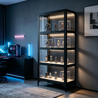 Vitrine Moderne en Verre Durable avec Cadre en Acier, Portes Anti-Poussière, Gain de Place pour Salon, Chambre, Salle à Manger, Hôtel