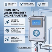Alat Ukur Kekeruhan Laser Online Turbidimeter Rentang Rendah Penganalisis Kualitas Air Sensor RS485 Modbus untuk Pengolahan Air Minum