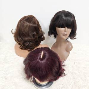 Promoción Letsfly: Pelucas Bob con Flequillo de 42$ - Cabello Humano 100% Rizado y Voluminoso 12A con Flequillo y Pelucas de Encaje 2x3 de 14 Pulgadas, Cabello Virgen Natural al por Mayor - Product Image 1