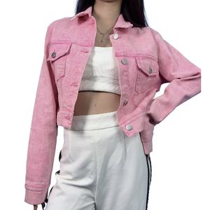 Nouveautés 2025 - Manteau en jean délavé boutonné pour femmes, coupe ajustée, couleur rose, veste décontractée tendance - Product Image 6
