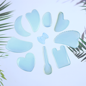 Planche personnalisée Opalite Gua Sha Outil de massage du visage du cuir chevelu avec étui Logo personnalisé Rouleau de pierre d'acupuncture - Product Image 6