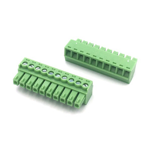 2 pin nam Brass nối rào cản khối thiết bị đầu cuối màu xanh lá cây ph2.54mm pluggable 250VAC 8A - Product Image 5