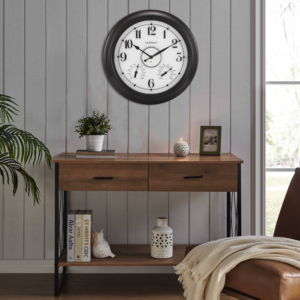 Vô cực thời gian Retro nghệ thuật đồng hồ treo tường không thấm nước kỹ thuật số ngoài trời Đồng hồ nhiệt độ độ ẩm hiển thị Nhựa Số Hình Pin - Product Image 5