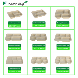 Prato Descartável Personalizado 100% Compostável de Bagaço de Cana-de-Açúcar com 5 Compartimentos para Almoços Escolares e Festas - Product Image 2