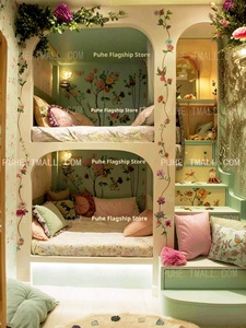 Lit de princesse <span class=keywords><strong>romantique</strong></span> français pour fille, en bois massif, multifonctionnel, avec espace de rangement, pour chambre mère-enfant, lit mezzanine - Product Image 1
