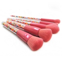 Meilleur ensemble de pinceaux de maquillage professionnels vegan de haute qualité pour les voyages, marque privée, avec poils synthétiques, 5 pièces, logo personnalisé en couleur