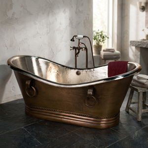 Baignoire autoportante en cuivre, finition antique, de luxe, de forme ovale, pour adulte, artisanat indien - Product Image 1