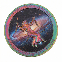 Moneda Conmemorativa de 1 oz de Cobre Fino .999, 40 mm, Redonda, Galaxia Andrómeda, Constelación Cósmica, Patina Arcoíris, Música, Mitología Griega