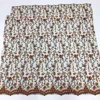 Tissu en dentelle brodée florale de luxe 100% polyester tissé en tulle pour robes de mariée et textiles de maison