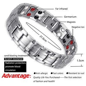 Braccialetto di alta qualità 316L in <span class=keywords><strong>acciaio</strong></span> inossidabile da <span class=keywords><strong>uomo</strong></span> con terapia magnetica all'ingrosso braccialetti alla moda a infrarossi lontani - Product Image 4