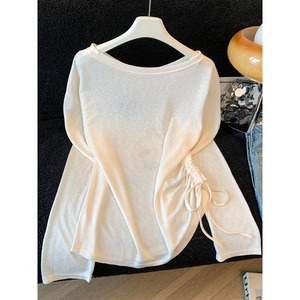 Nouveauté Été 2026 – Haut Cache-Cœur Transparent à Manches Longues et Fronces, Imprimé Floral Aquarelle, <span class=keywords><strong>Blanc</strong></span> Cassé, pour <span class=keywords><strong>Femme</strong></span> – Vente en Gros - Product Image 4