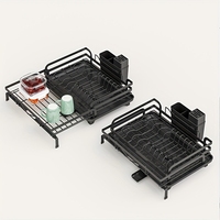 Étagère extensible de rangement unique pour évier de cuisine avec égouttoir 2 étages sèche-vaisselle égouttoir séchage étagère de rangement pour la cuisine