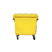 Conteneur à déchets extérieur robuste en plastique HDPE 1100L à 4 roues avec couvercles pour appels d'offres gouvernementaux