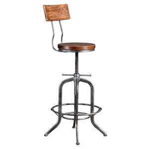 Мебель, деревянный барный стул, ретро, вращающаяся стойка, металлический барный стул с деревянным сиденьем