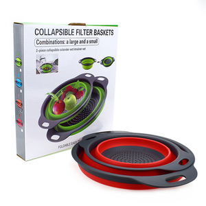 Poignée colorée pliable en <span class=keywords><strong>plastique</strong></span> panier de lavage évier vidange pour la maison cuisine fruits légumes stockage-rouge bleu passoires passoires - Product Image 2