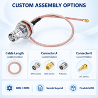 Câble coaxial RG178 Pigtail BNC femelle vers connecteur U.FL 50 Ohm 15cm, fin et flexible, 0-3GHz, pour module sans fil IoT et équipement de laboratoire