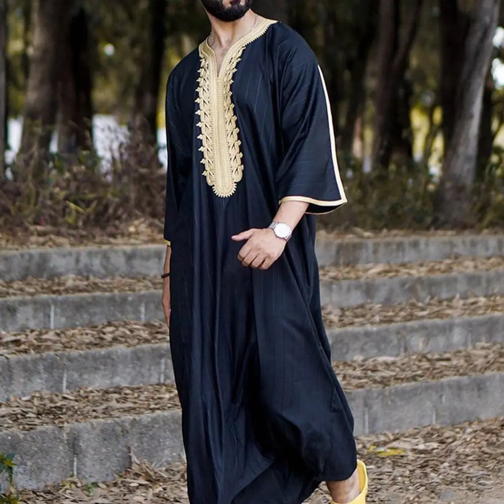 Limanying-ropa islámica Abaya de jubba con estampado musulmán para hombre, thobe/jubba árabe, moda moderna de verano de Dubái