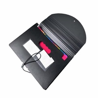 Organiseur de documents extensible en PP noir à 12 pochettes avec pochettes intérieures arc-en-ciel, pour usage de bureau, organiseur de documents accordéon